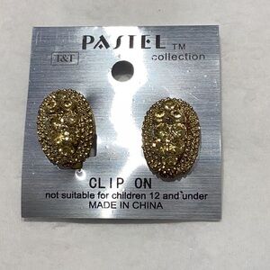 Vintage Pastel Clip on earrings Beaded Gold Tone